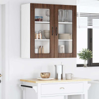 Produktbild för Väggglasförråd LUCCA Brun ek 80 x 31 x 80 cm Konstruerat trä