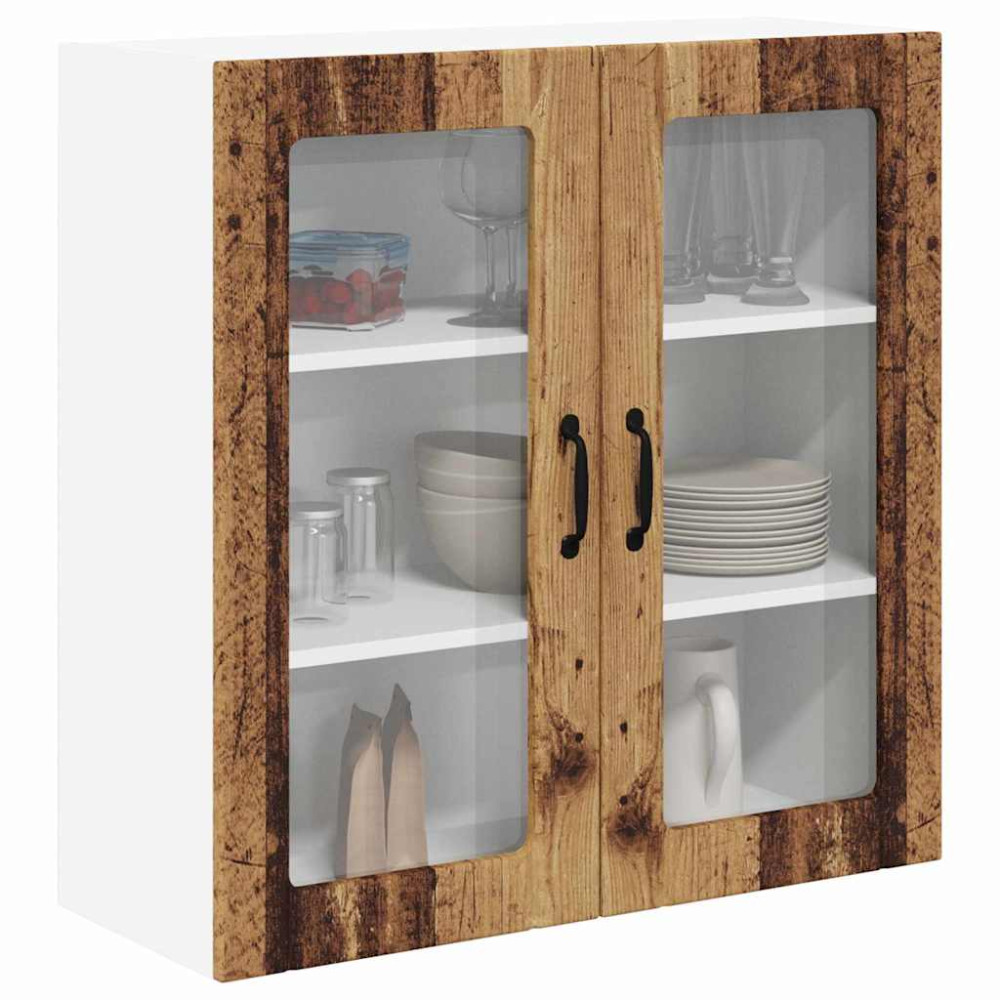 Produktbild för Väggglasförråd LUCCA Gammalt trä 80 x 31 x 80 cm