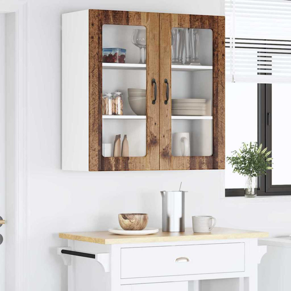 Produktbild för Väggglasförråd LUCCA Gammalt trä 80 x 31 x 80 cm