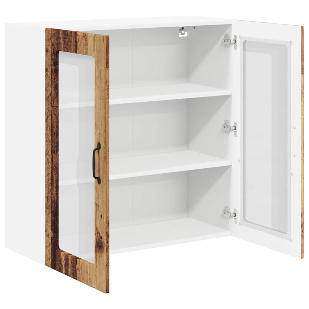 Produktbild för Väggglasförråd LUCCA Gammalt trä 80 x 31 x 80 cm