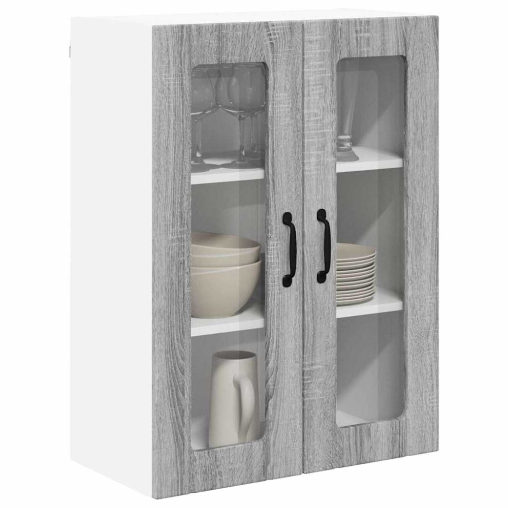 Produktbild för Väggglasförråd LUCCA Grå sonoma-ek 60 x 31 x 80 cm