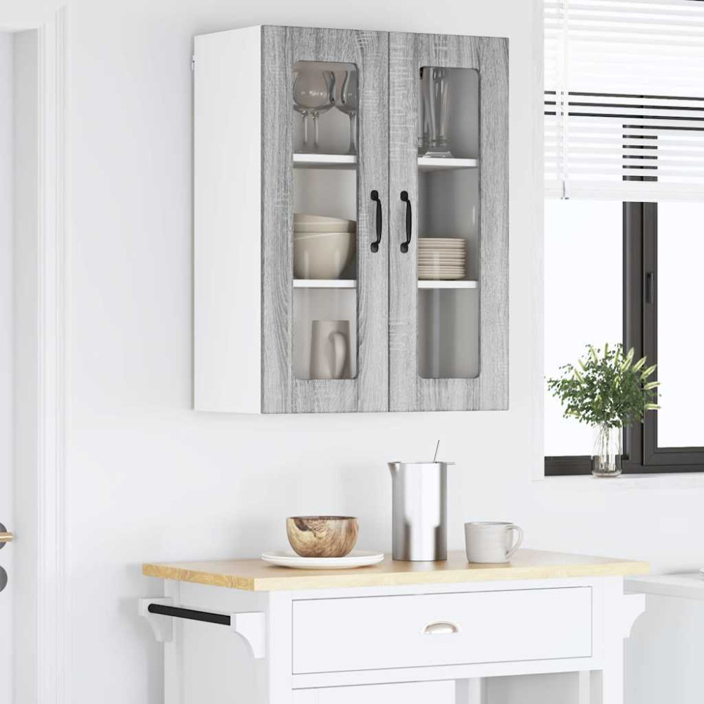 Produktbild för Väggglasförråd LUCCA Grå sonoma-ek 60 x 31 x 80 cm