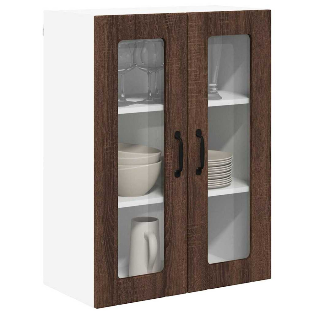 Produktbild för Väggglasförråd LUCCA Brun ek 60 x 31 x 80 cm Konstruerat trä