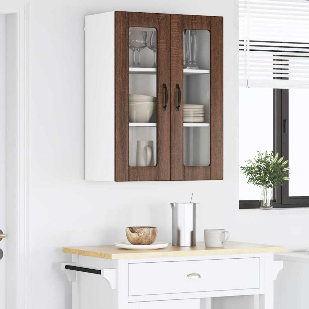 Produktbild för Väggglasförråd LUCCA Brun ek 60 x 31 x 80 cm Konstruerat trä