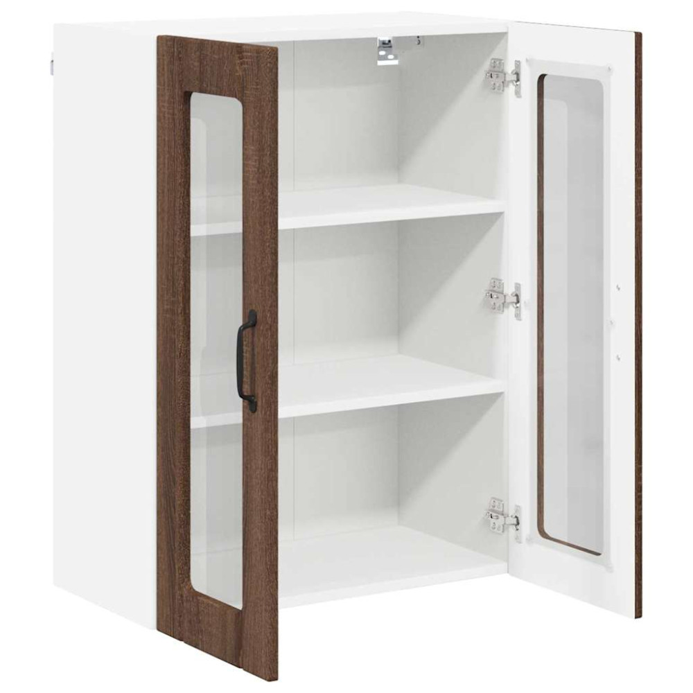 Produktbild för Väggglasförråd LUCCA Brun ek 60 x 31 x 80 cm Konstruerat trä