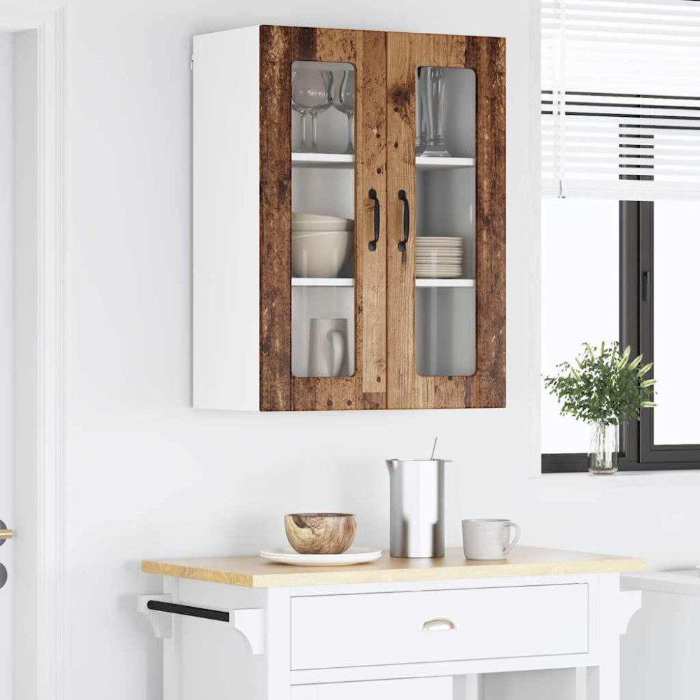 Produktbild för Väggglasförråd LUCCA Gammalt trä 60 x 31 x 80 cm