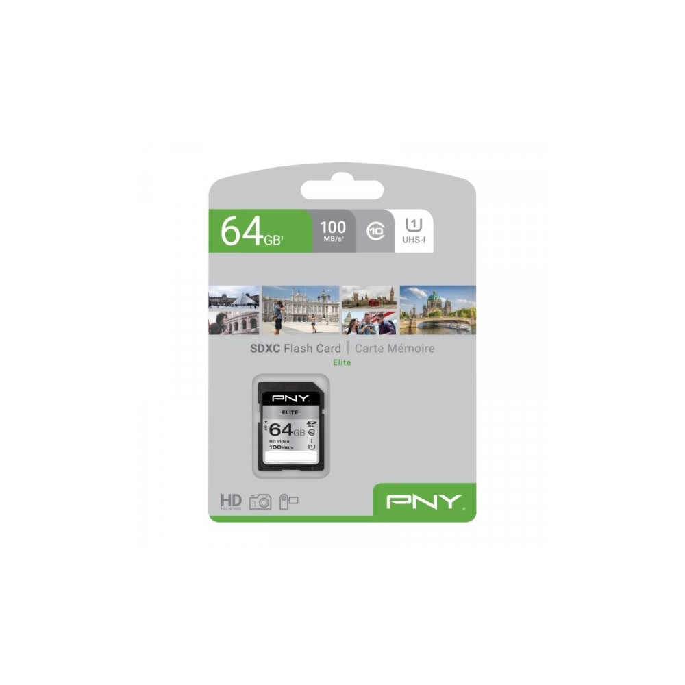 Produktbild för PNY Elite - flash-minneskort - 64 GB - mikroSDXC UHS-I