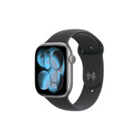 Produktbild för Apple Watch Series 11 (GPS + Cellular) - rymdgrå aluminium - smart klocka med sportband - svart - 64 GB