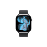 Produktbild för Apple Watch Series 11 (GPS + Cellular) - rymdgrå aluminium - smart klocka med sportband - svart - 64 GB