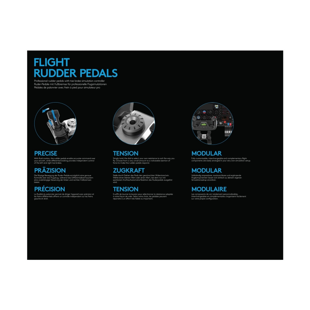 Produktbild för Logitech Flight Rudder Pedals - pedaler - kabelansluten