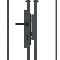 Produktbild för Trädgårdsgrind med böjd topp Assen Grå 400 x 125 cm Stål