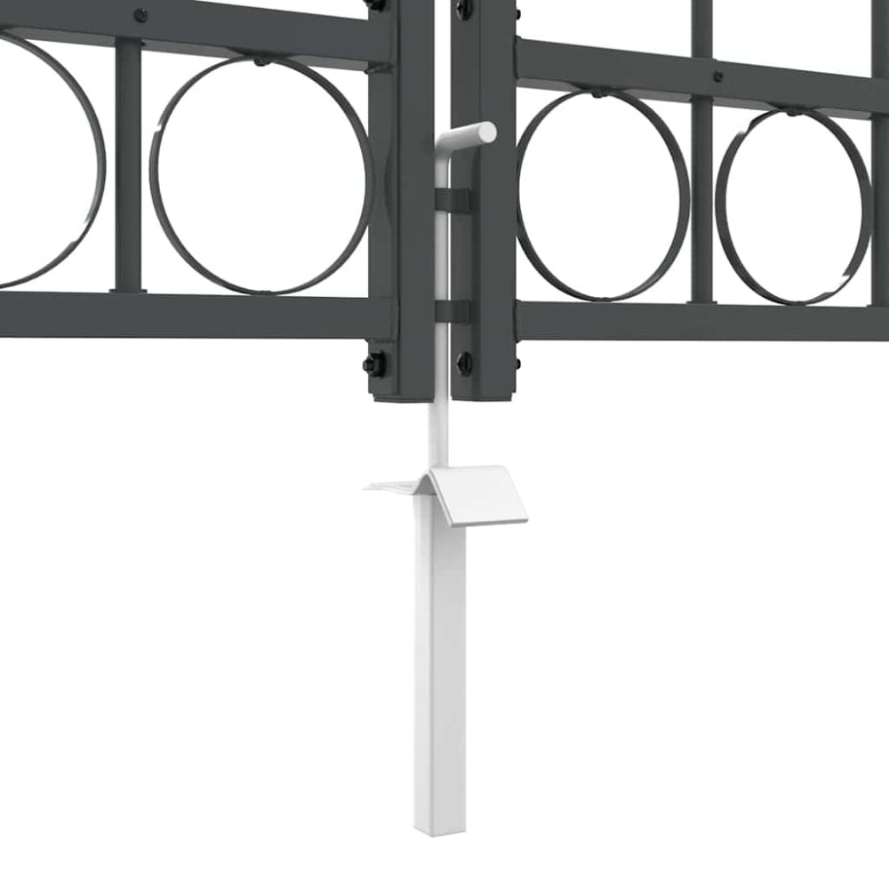 Produktbild för Trädgårdsgrind med böjd topp Assen Grå 400 x 125 cm Stål