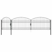 Produktbild för Trädgårdsgrind med böjd topp Assen Grå 500 x 75 cm Stål
