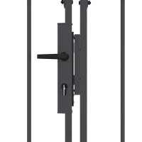 Produktbild för Trädgårdsgrind med böjd topp Assen Grå 500 x 75 cm Stål