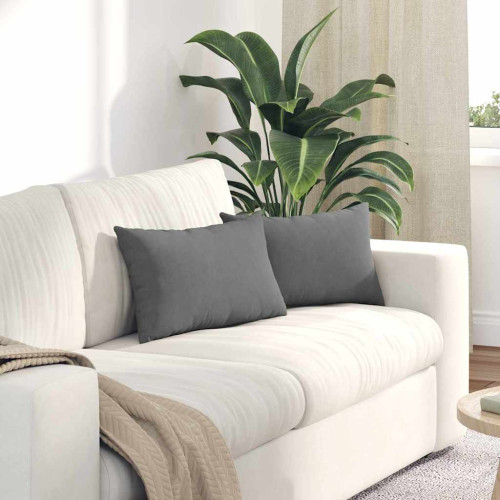 vidaXL Sofakuddar 2 pcs Mörkgrå 50 x 30 cm tyg - Stols- & Soffdynor