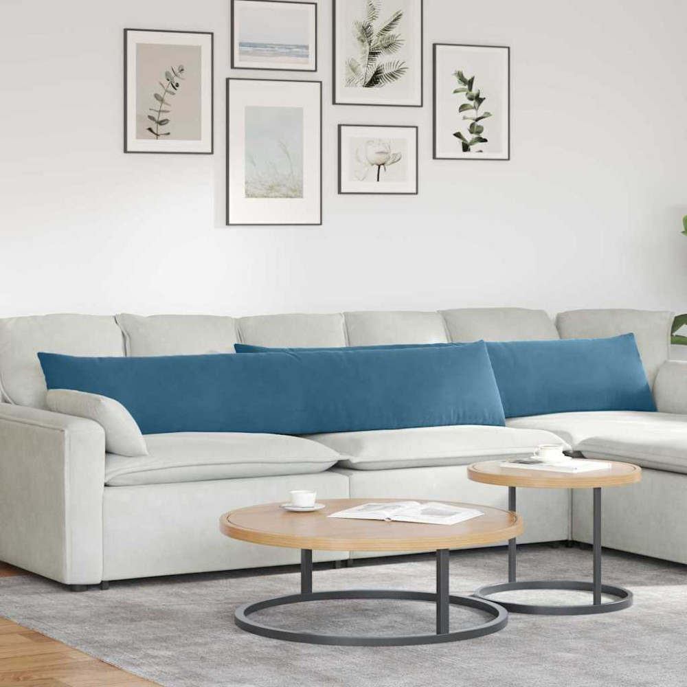 Produktbild för Sofakuddar 2 pcs Blå 200 x 40 cm Kordread tyg
