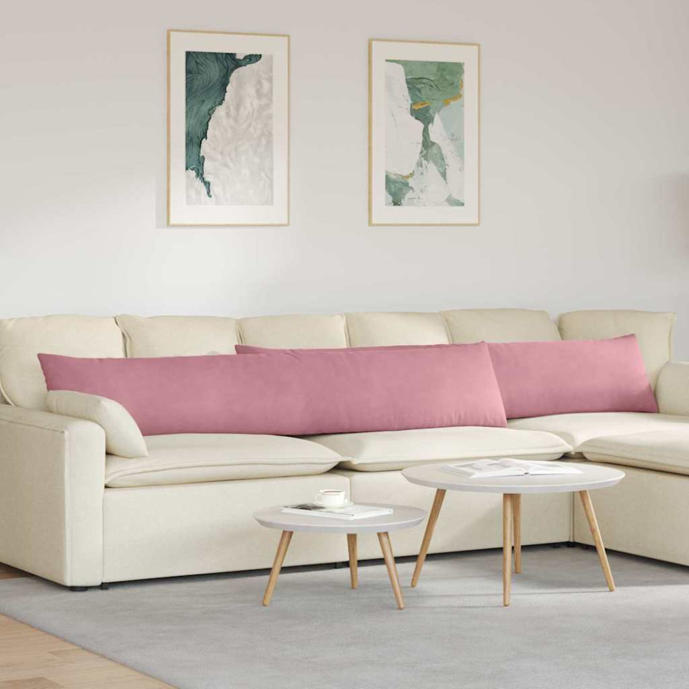 Produktbild för Sofakuddar 2 pcs Rosa 200 x 40 cm Kordread tyg