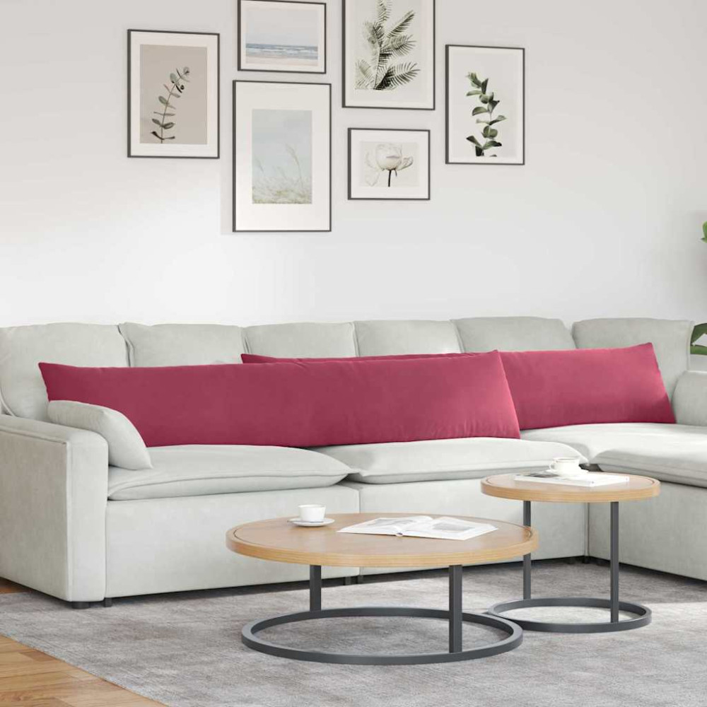 Produktbild för Sofakuddar 2 pcs Vinröd 200 x 40 cm Kordread tyg