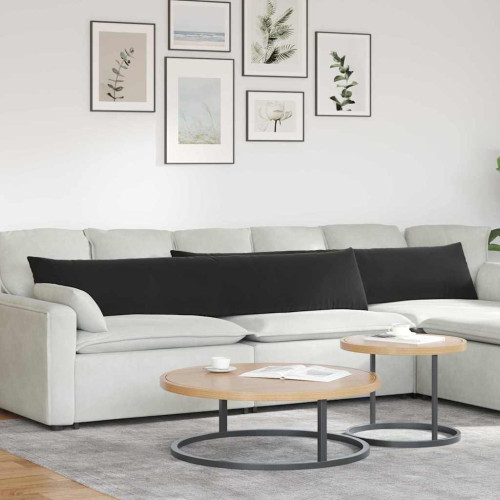 vidaXL Sofakuddar 2 pcs Svart 200 x 40 cm Kordread tyg