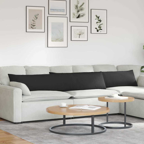 vidaXL Sofakuddar 2 pcs Svart 200 x 40 cm tyg