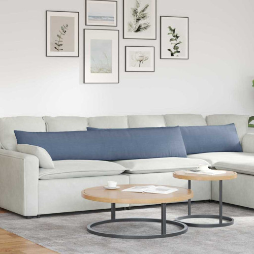 vidaXL Sofakuddar 2 pcs Blå 200 x 40 cm Kordread tyg