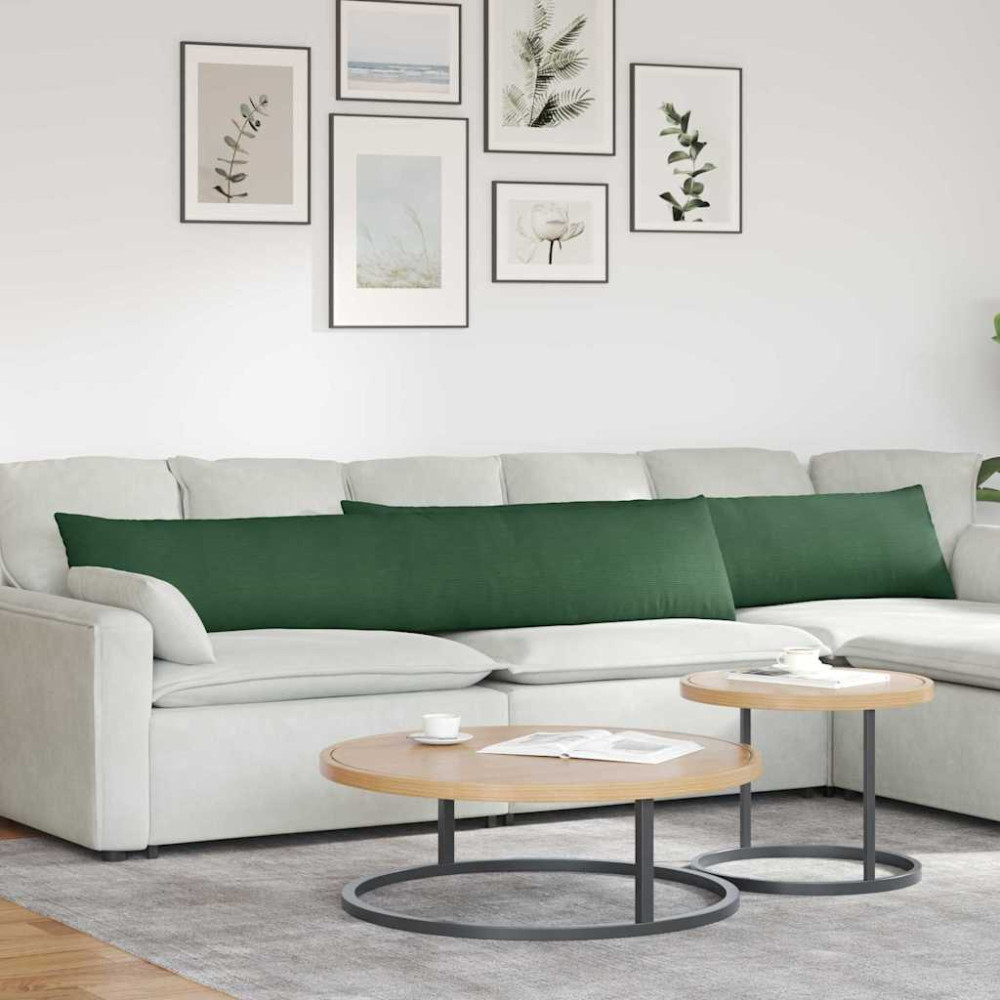 Produktbild för Sofakuddar 2 pcs Mörkgrön 200 x 40 cm Kordread tyg