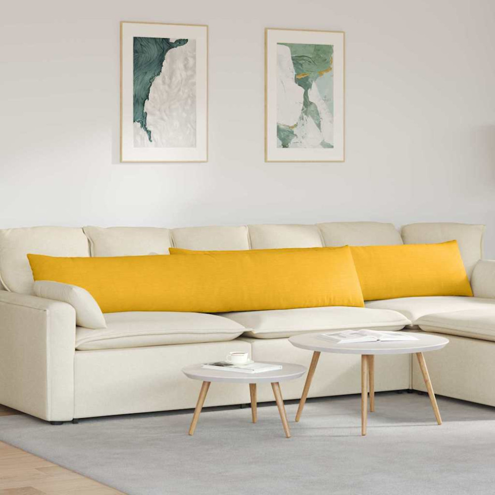 Produktbild för Sofakuddar 2 pcs Ljusgul 200 x 40 cm Kordread tyg