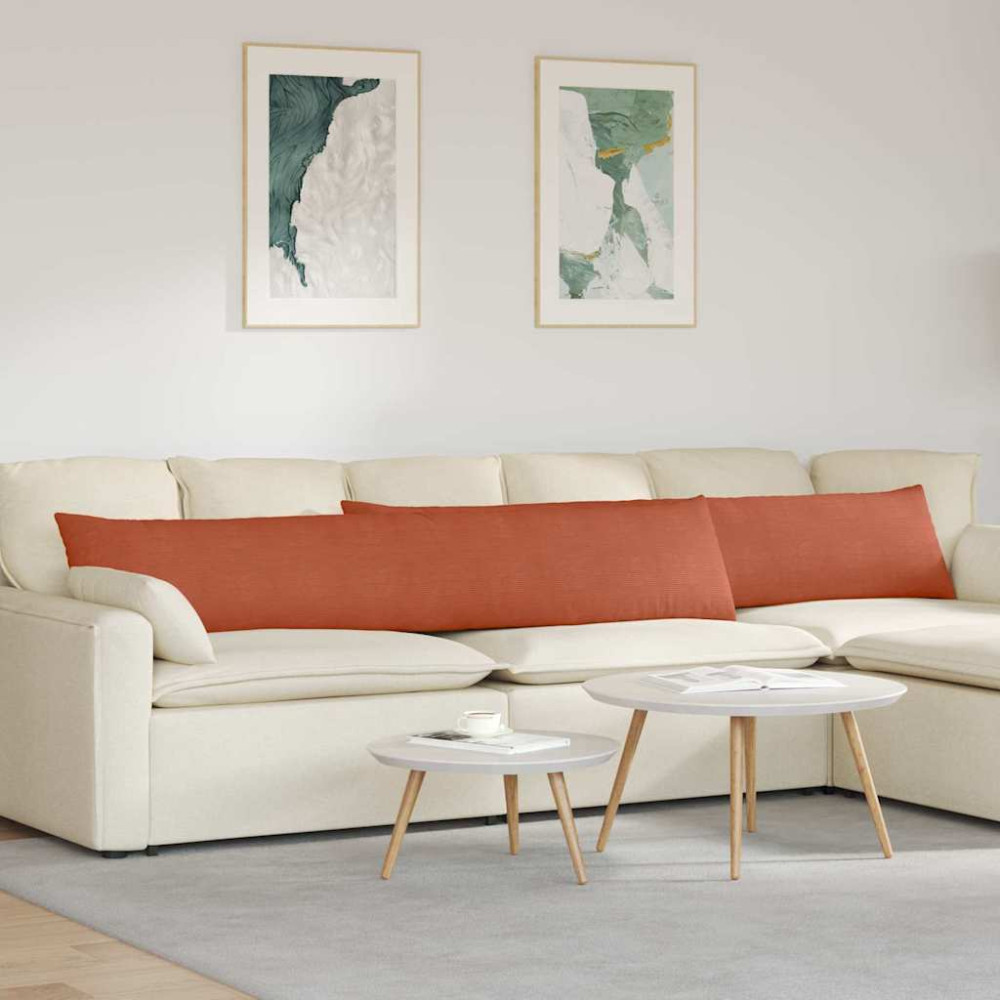 Produktbild för Sofakuddar 2 pcs Röd orange 200 x 40 cm Kordread tyg