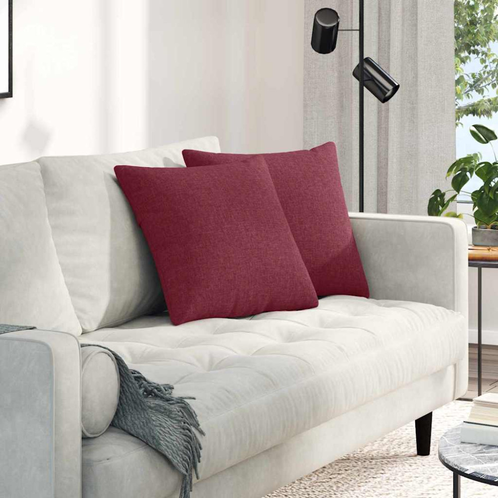 Produktbild för Sofakuddar 2 pcs Vinröd 45 x 45 cm tyg