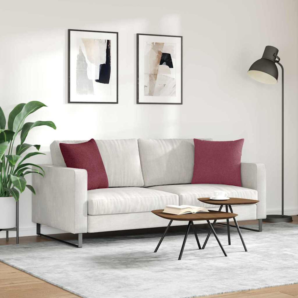 Produktbild för Sofakuddar 2 pcs Vinröd 45 x 45 cm tyg