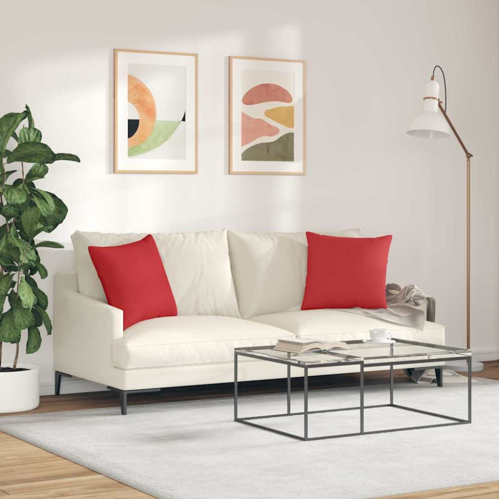 Produktbild för Sofakuddar 2 pcs Röd 45 x 45 cm tyg