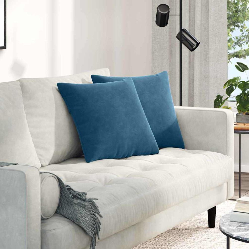 Produktbild för Sofakuddar 2 pcs Blå 45 x 45 cm Kordread tyg