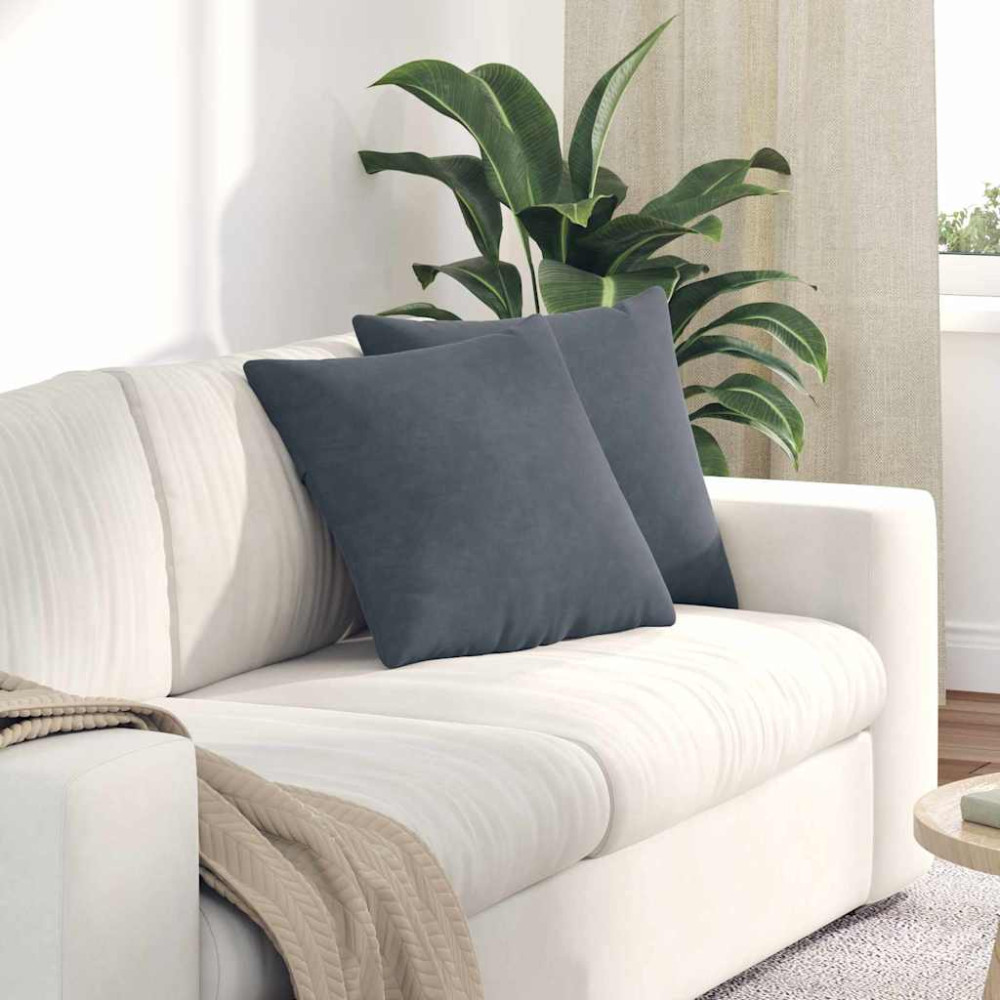 Produktbild för Sofakuddar 2 pcs Mörkgrå 45 x 45 cm Kordread tyg