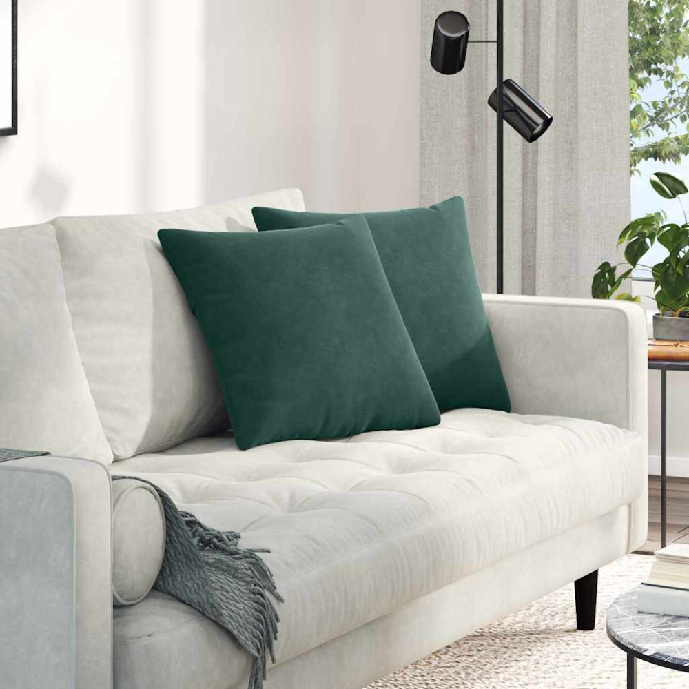 Produktbild för Sofakuddar 2 pcs Mörkgrön 45 x 45 cm Kordread tyg
