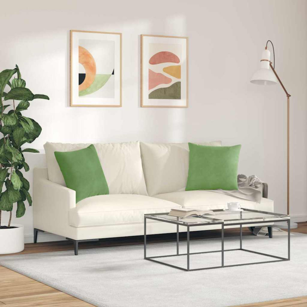 Produktbild för Sofakuddar 2 pcs Ljusgrön 45 x 45 cm Kordread tyg