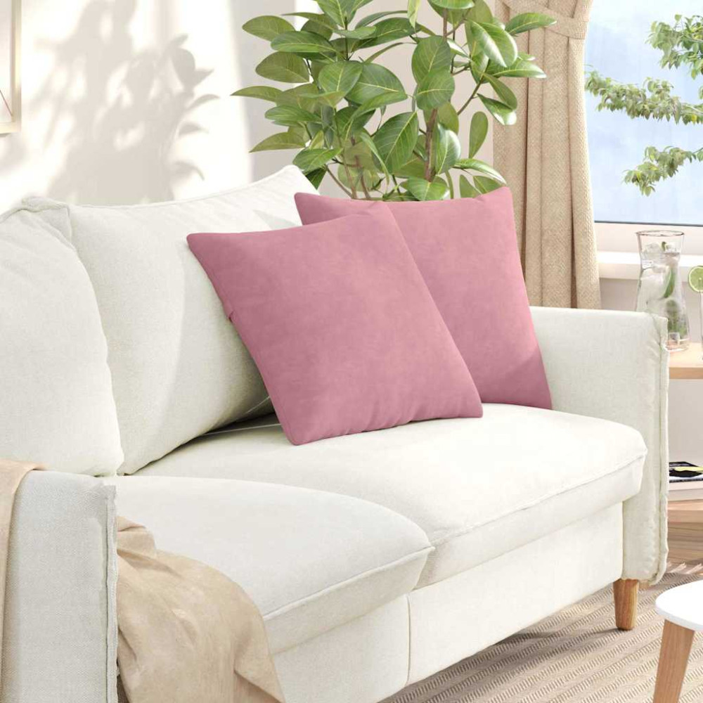 Produktbild för Sofakuddar 2 pcs Rosa 45 x 45 cm Kordread tyg