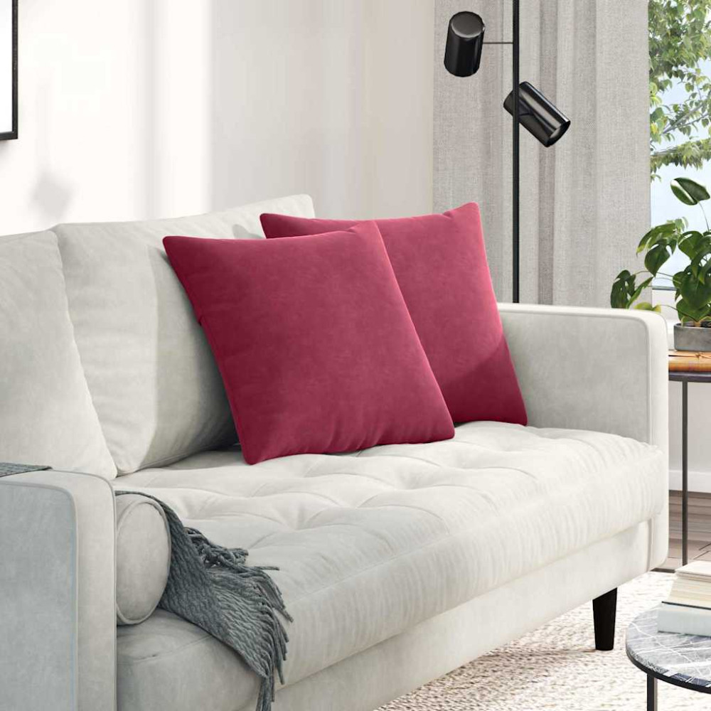 Produktbild för Sofakuddar 2 pcs Vinröd 45 x 45 cm Kordread tyg