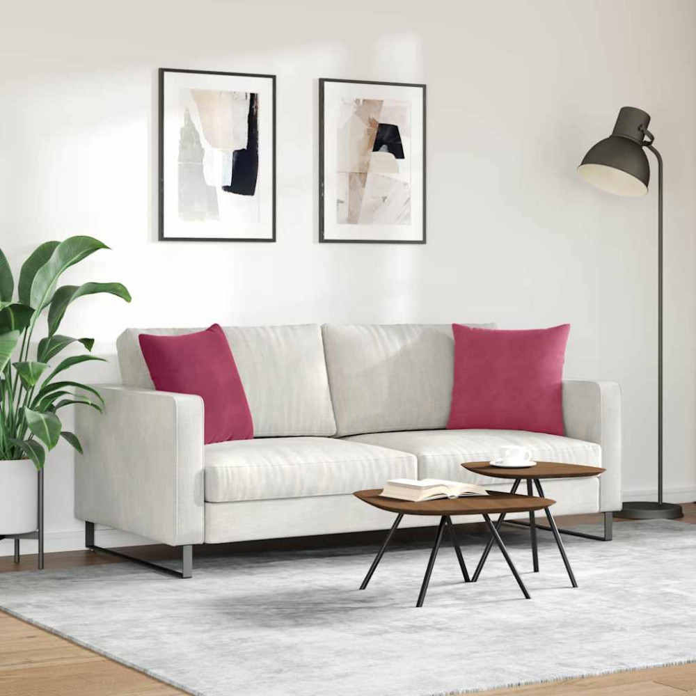 Produktbild för Sofakuddar 2 pcs Vinröd 45 x 45 cm Kordread tyg
