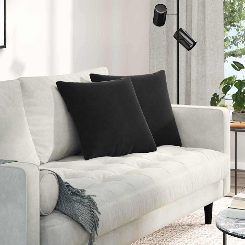 Produktbild för Sofakuddar 2 pcs Svart 45 x 45 cm Kordread tyg
