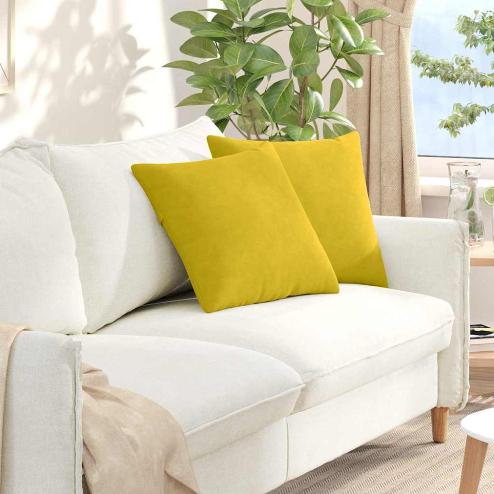 Produktbild för Sofakuddar 2 pcs Gul 45 x 45 cm Kordread tyg