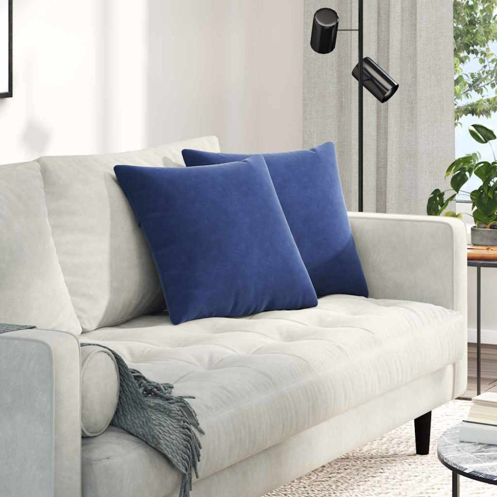 Produktbild för Sofakuddar 2 pcs Polisblå 45 x 45 cm Kordread tyg