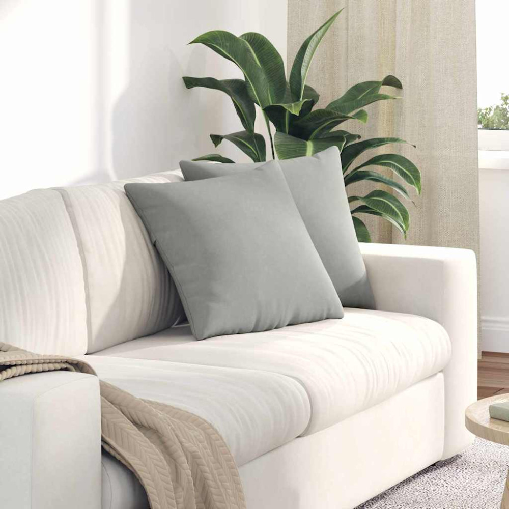 Produktbild för Sofakuddar 2 pcs Ljusgrå 45 x 45 cm tyg