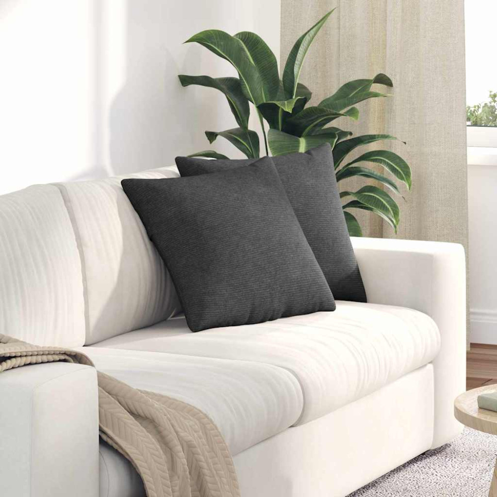Produktbild för Sofakuddar 2 pcs Mörkgrå 45 x 45 cm Kordread tyg