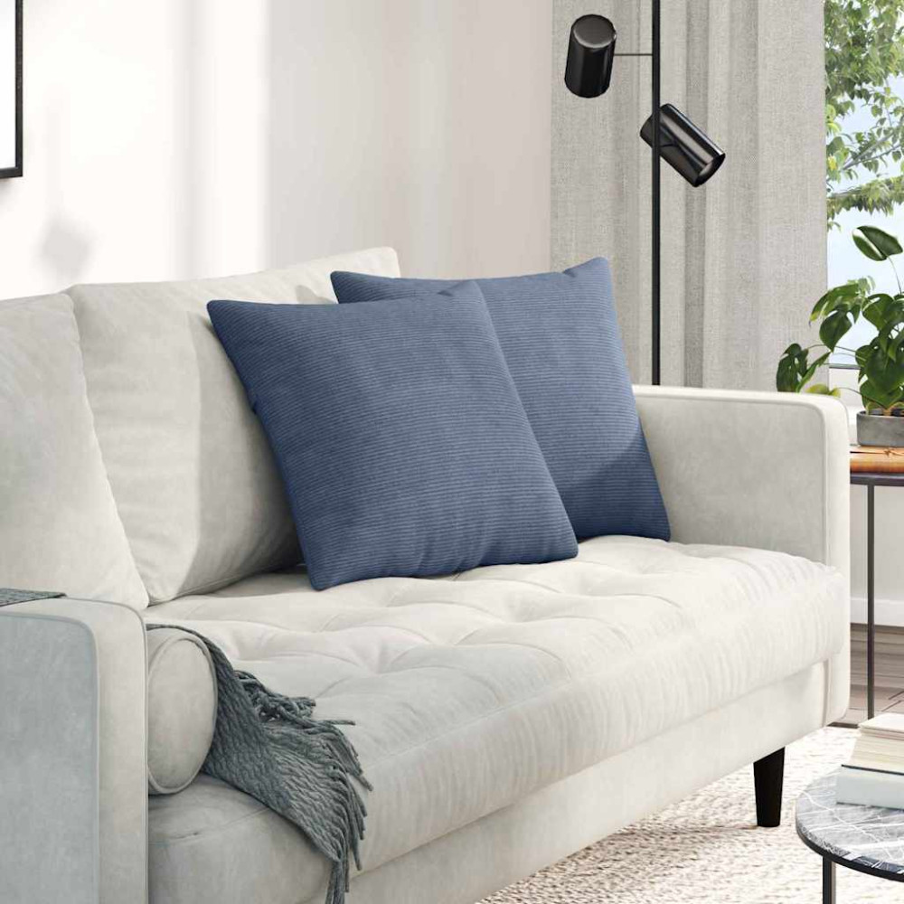 Produktbild för Sofakuddar 2 pcs Blå 45 x 45 cm Kordread tyg