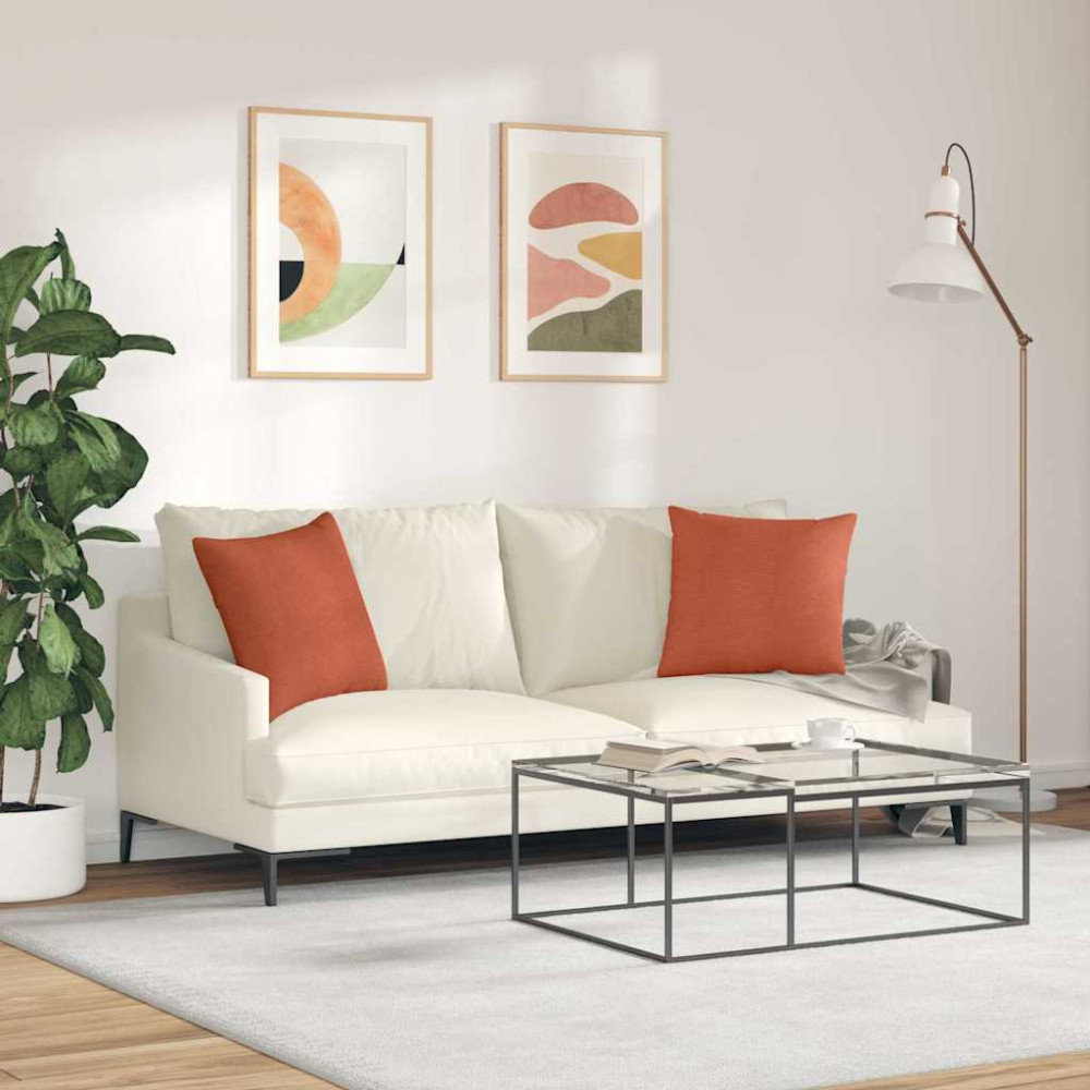 Produktbild för Sofakuddar 2 pcs Röd orange 45 x 45 cm Kordread tyg