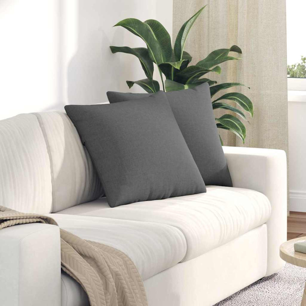Produktbild för Sofakuddar 2 pcs Mörkgrå 50 x 50 cm tyg