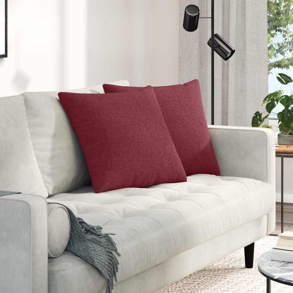 Produktbild för Sofakuddar 2 pcs Vinröd 50 x 50 cm tyg