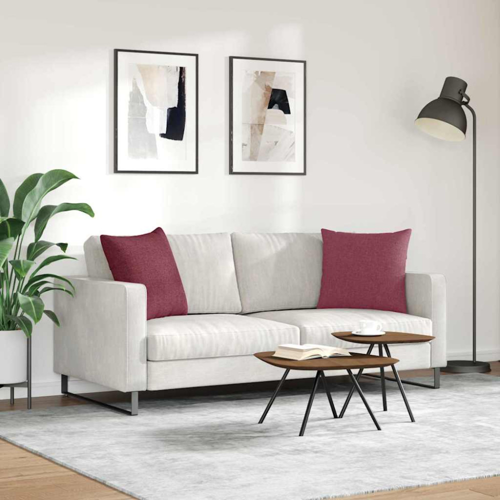Produktbild för Sofakuddar 2 pcs Vinröd 50 x 50 cm tyg