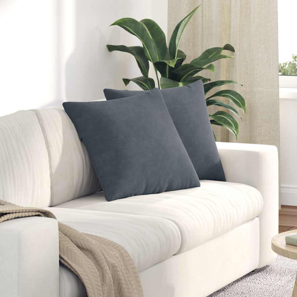 Produktbild för Sofakuddar 2 pcs Mörkgrå 50 x 50 cm Kordread tyg