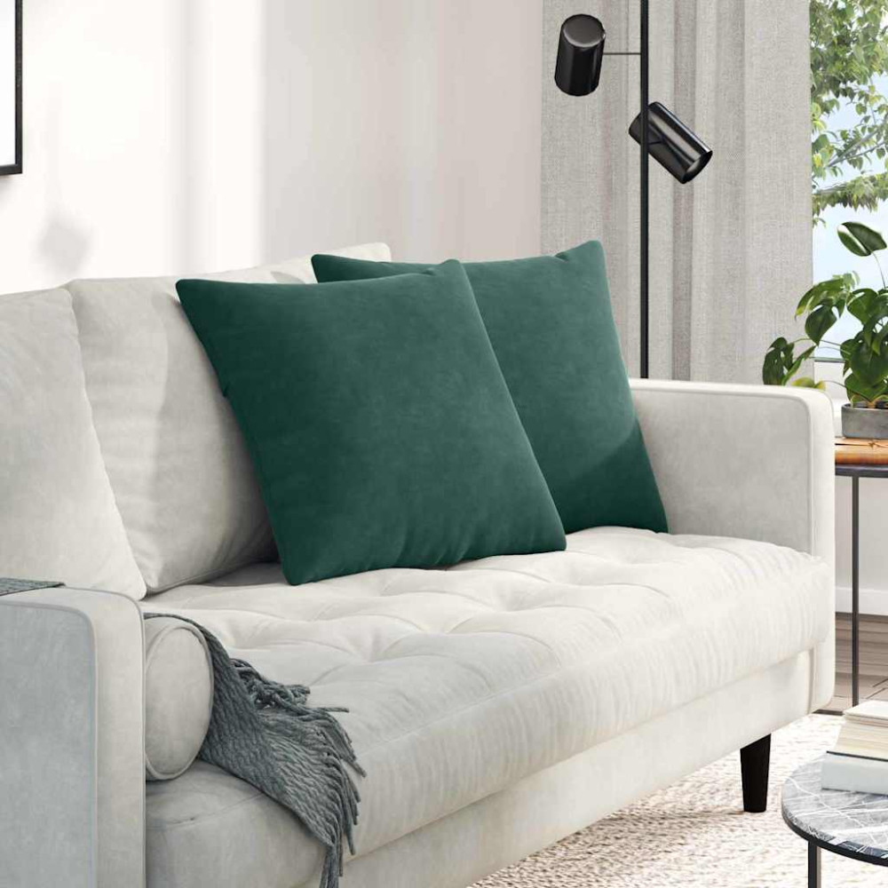 Produktbild för Sofakuddar 2 pcs Mörkgrön 50 x 50 cm Kordread tyg